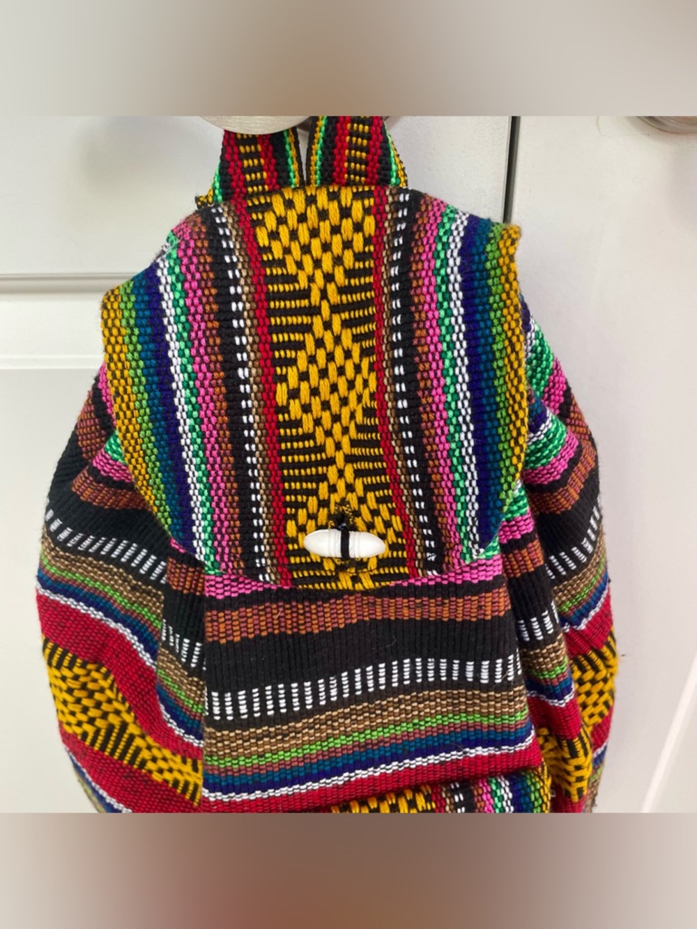 NWOT Artesanias Pinzon Mexican Woven Colorful Blanket Bag Backpack Boho Festival - Picture 2 of 12